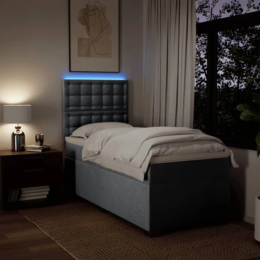 Sommier à lattes de lit avec matelas Gris clair 100x200cm Tissu - 5