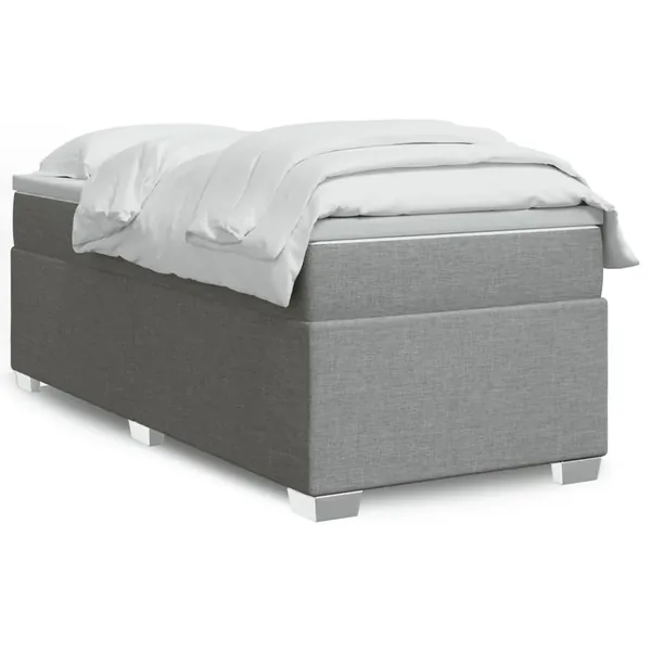 Sommier à lattes de lit avec matelas Gris clair 100x200cm Tissu