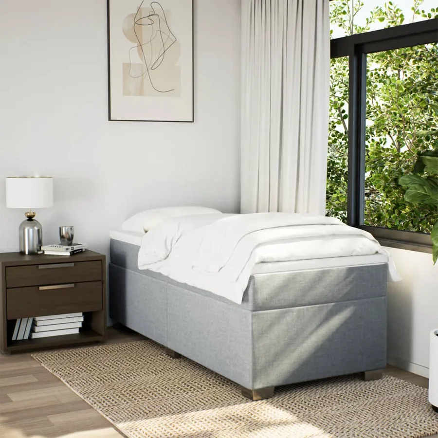 Sommier à lattes de lit avec matelas Gris clair 100x200cm Tissu - 3