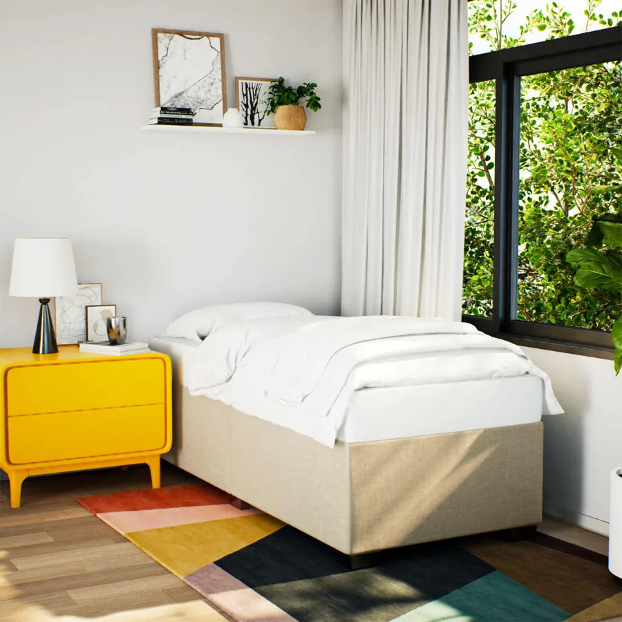 Cadre de lit sans matelas crème 100x200 cm tissu