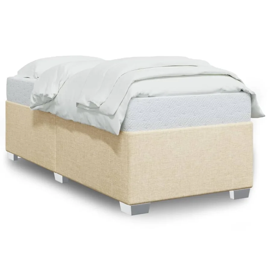 Cadre de lit sans matelas crème 100x200 cm tissu - 2