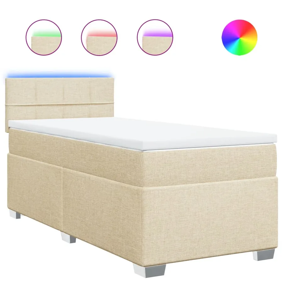 Sommier à lattes de lit avec matelas Crème 100x200 cm Tissu - 2