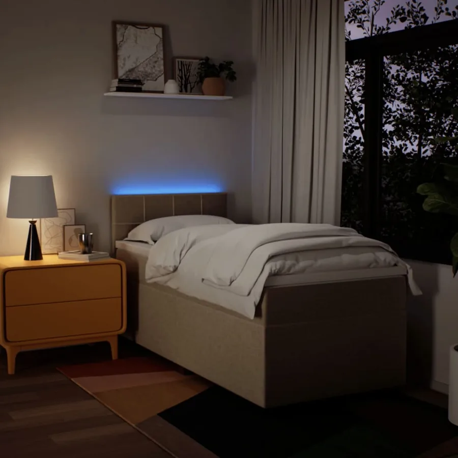 Sommier à lattes de lit avec matelas Crème 100x200 cm Tissu - 5
