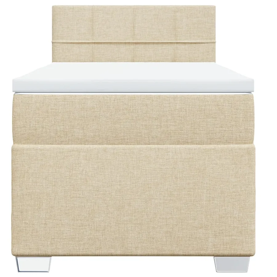 Sommier à lattes de lit avec matelas Crème 100x200 cm Tissu - 6