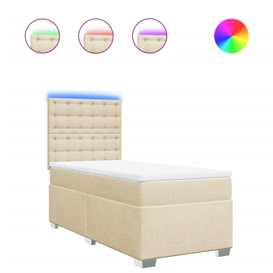 Sommier à lattes de lit avec matelas Crème 100x200 cm Tissu - 2
