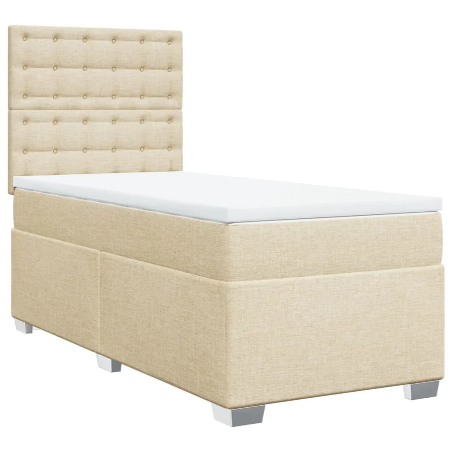 Sommier à lattes de lit avec matelas Crème 100x200 cm Tissu - 3