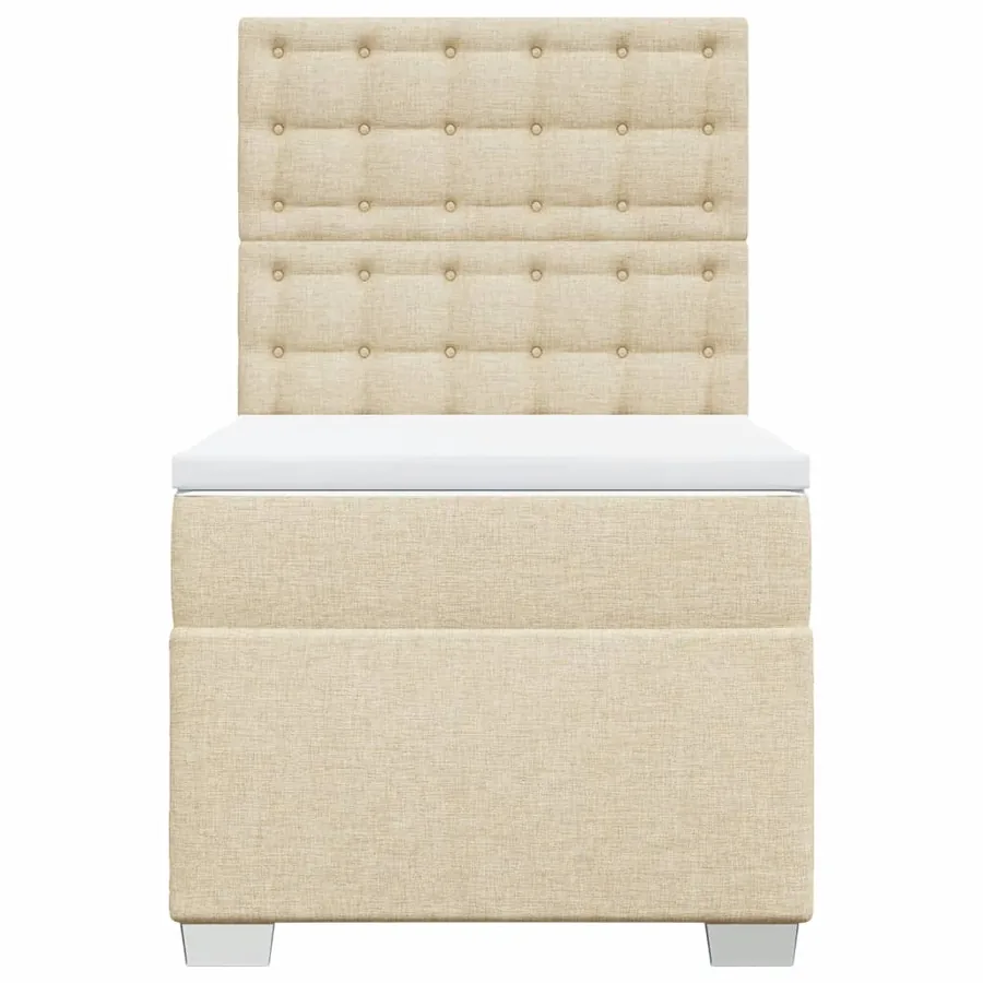 Sommier à lattes de lit avec matelas Crème 100x200 cm Tissu - 6
