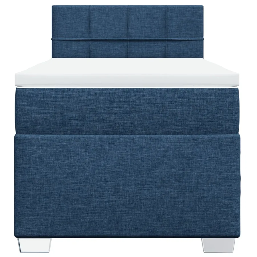 Sommier à lattes de lit avec matelas Bleu 100x200 cm Tissu - 4