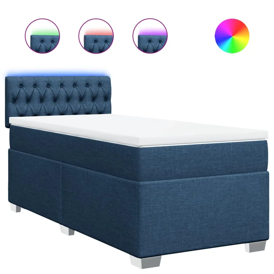 Sommier à lattes de lit avec matelas Bleu 100x200 cm Tissu - 2