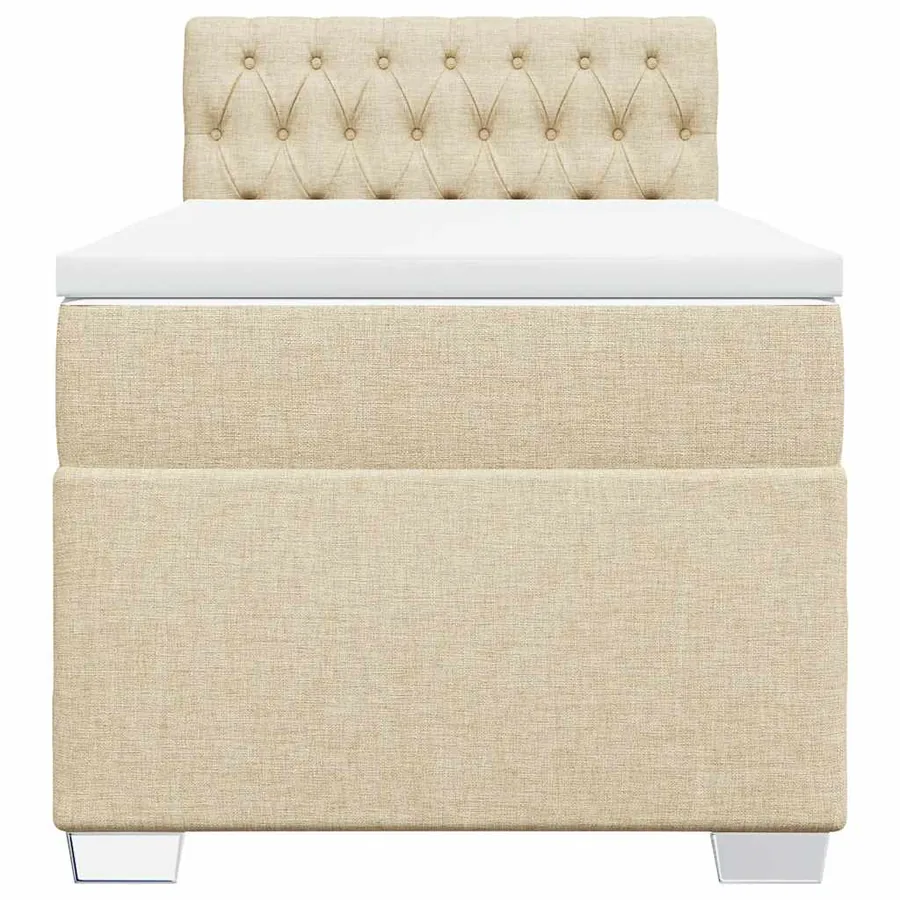 Sommier à lattes de lit avec matelas Crème 100x200 cm Tissu - 4