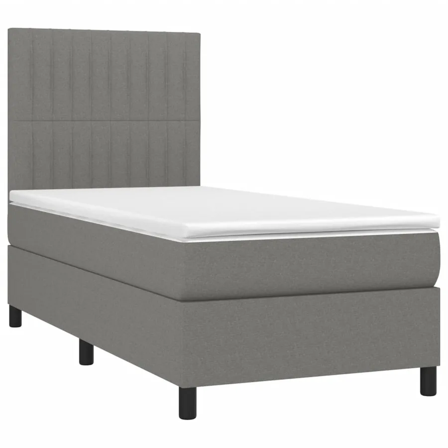 Sommier à lattes de lit avec matelas Gris foncé 80x200 cm Tissu - 3