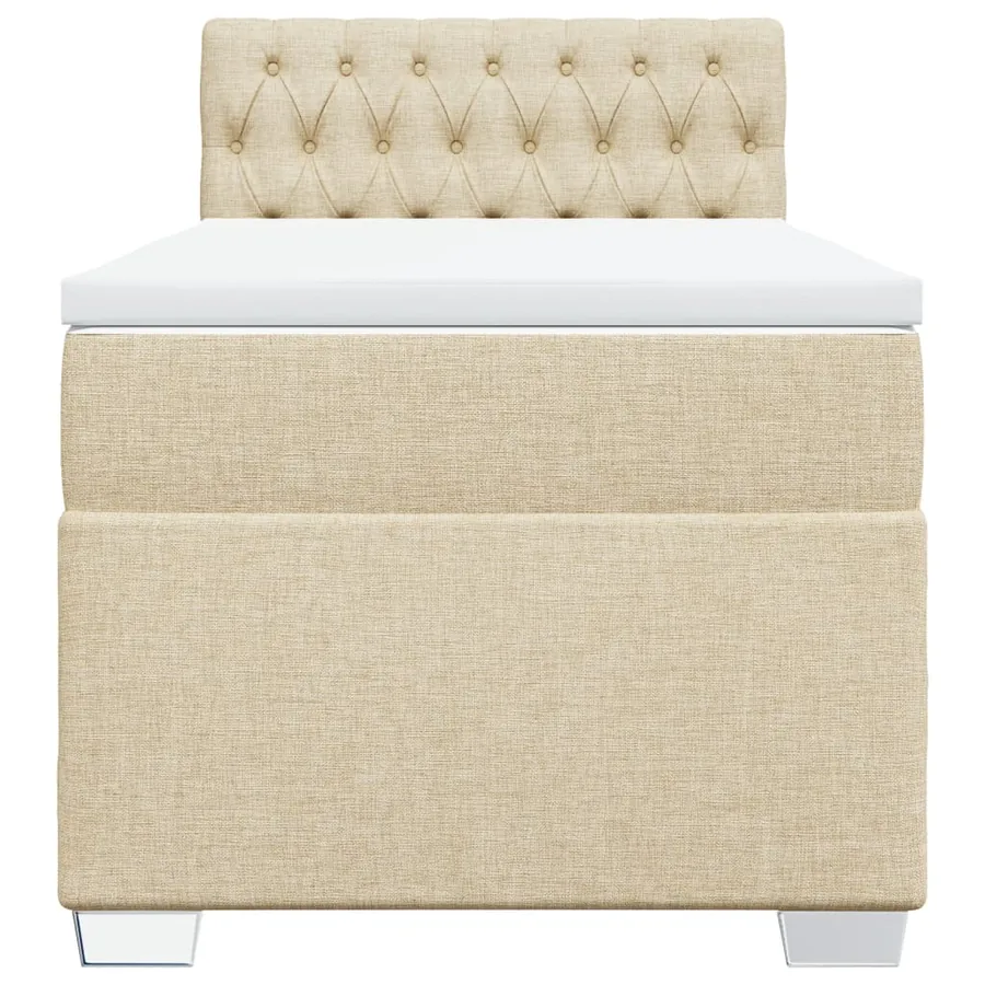 Sommier à lattes de lit avec matelas Crème 90x200 cm Tissu - 4