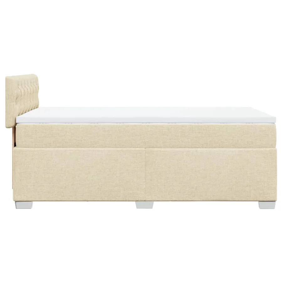 Sommier à lattes de lit avec matelas Crème 90x200 cm Tissu - 5