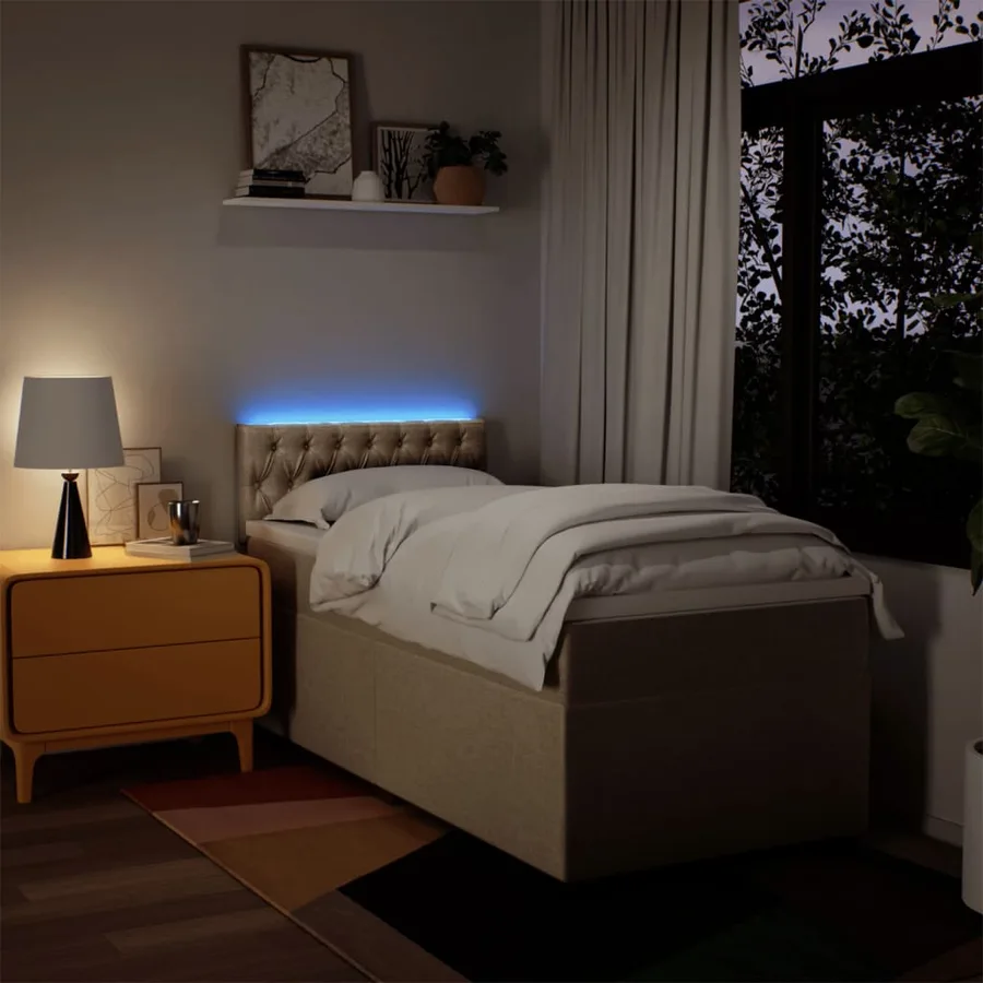 Sommier à lattes de lit avec matelas Crème 90x200 cm Tissu - 5