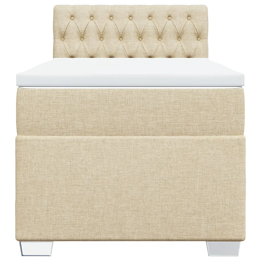 Sommier à lattes de lit avec matelas Crème 90x200 cm Tissu - 6
