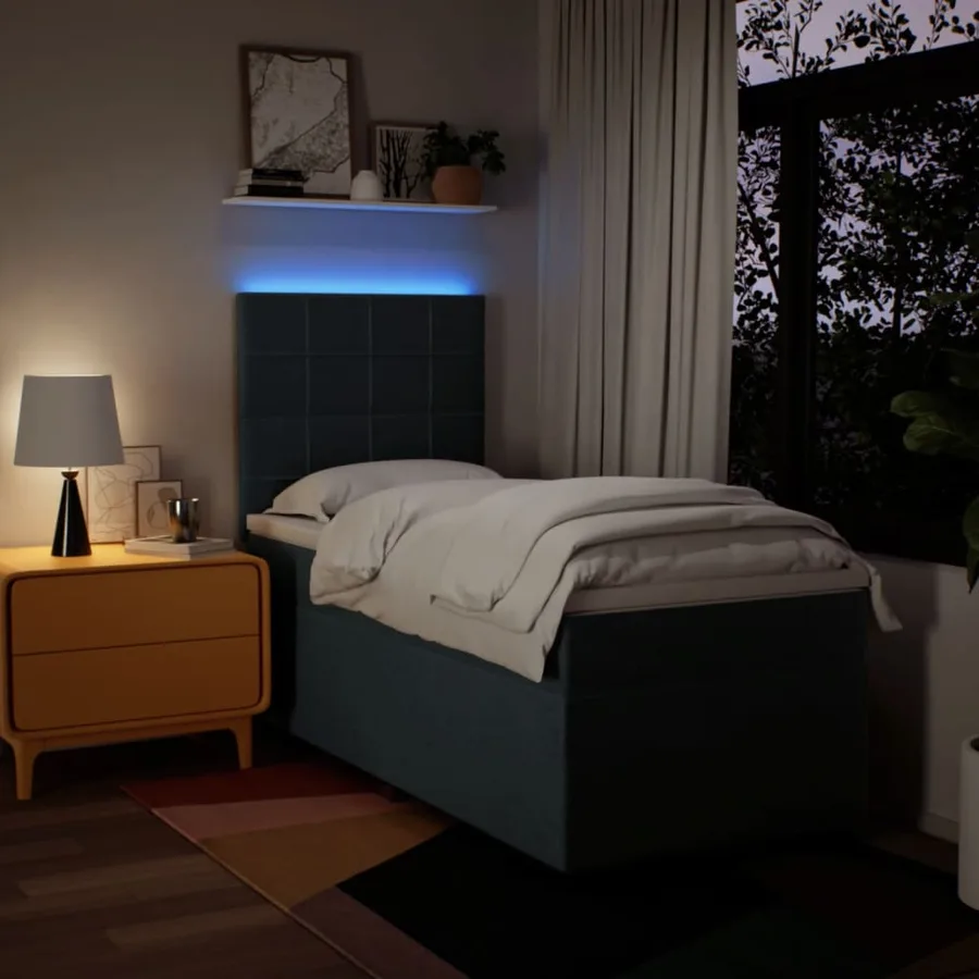 Sommier à lattes de lit avec matelas Bleu 90x200 cm Tissu - 5