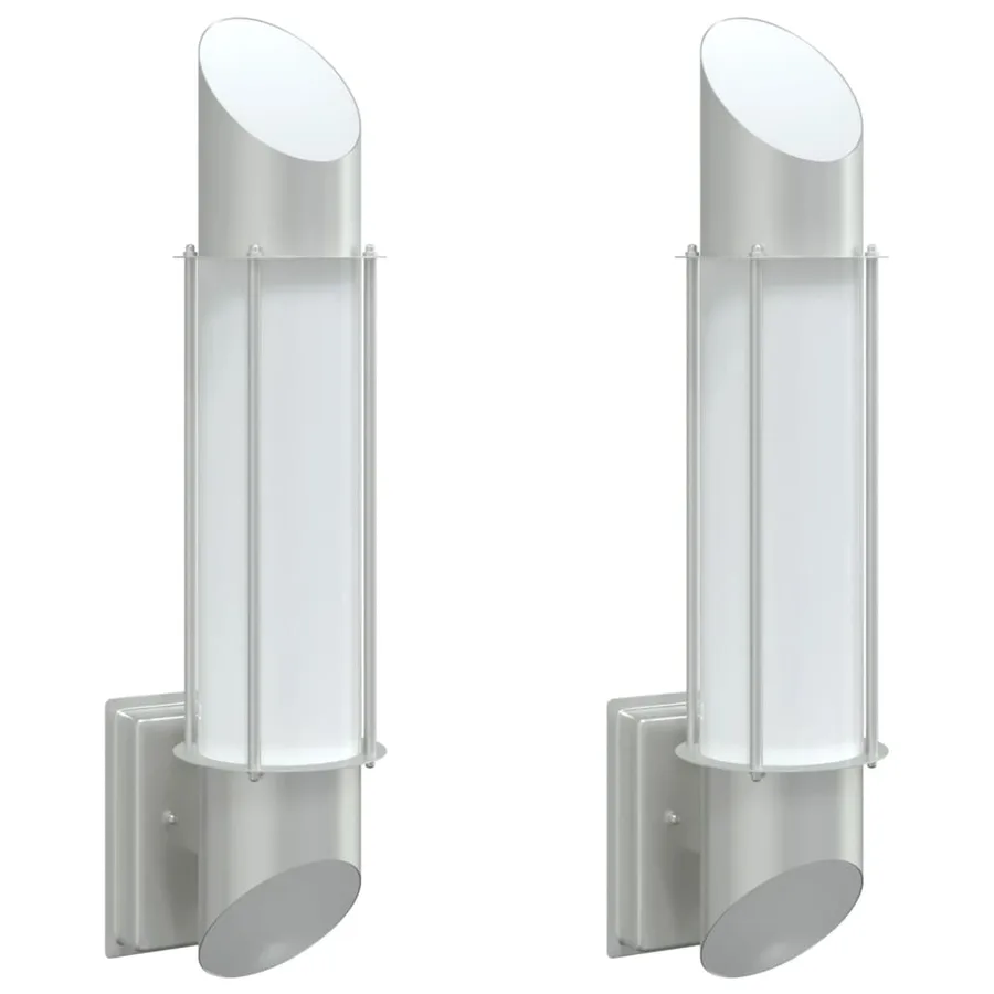 Appliques murales d'extérieur 2pcs argenté acier inoxydable - 2