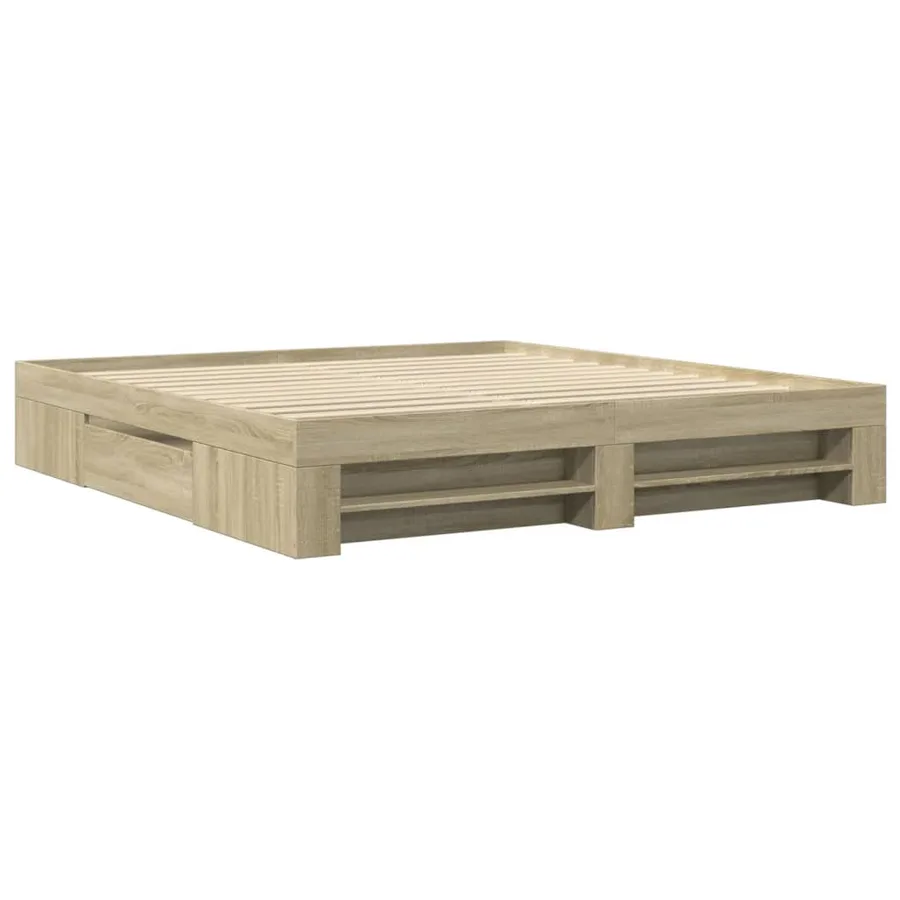 Cadre de lit sans matelas chêne sonoma 200x200 cm - 3