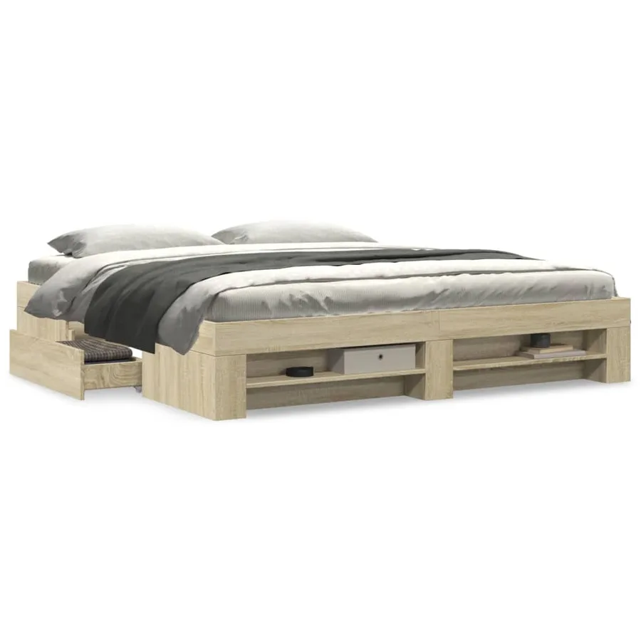 Cadre de lit sans matelas chêne sonoma 200x200 cm - 4