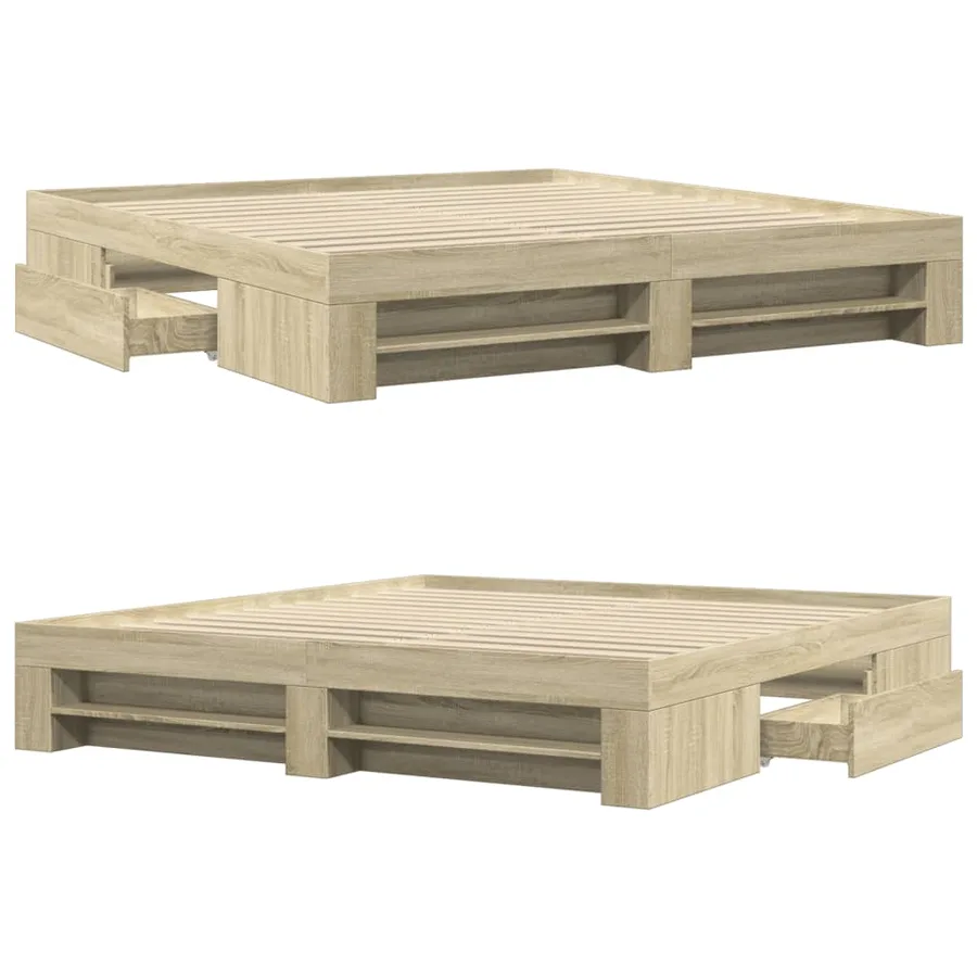 Cadre de lit sans matelas chêne sonoma 200x200 cm - 8