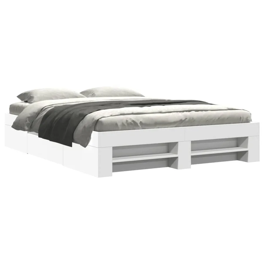 Cadre de lit sans matelas blanc 150x200 cm bois d'ingénierie - 2