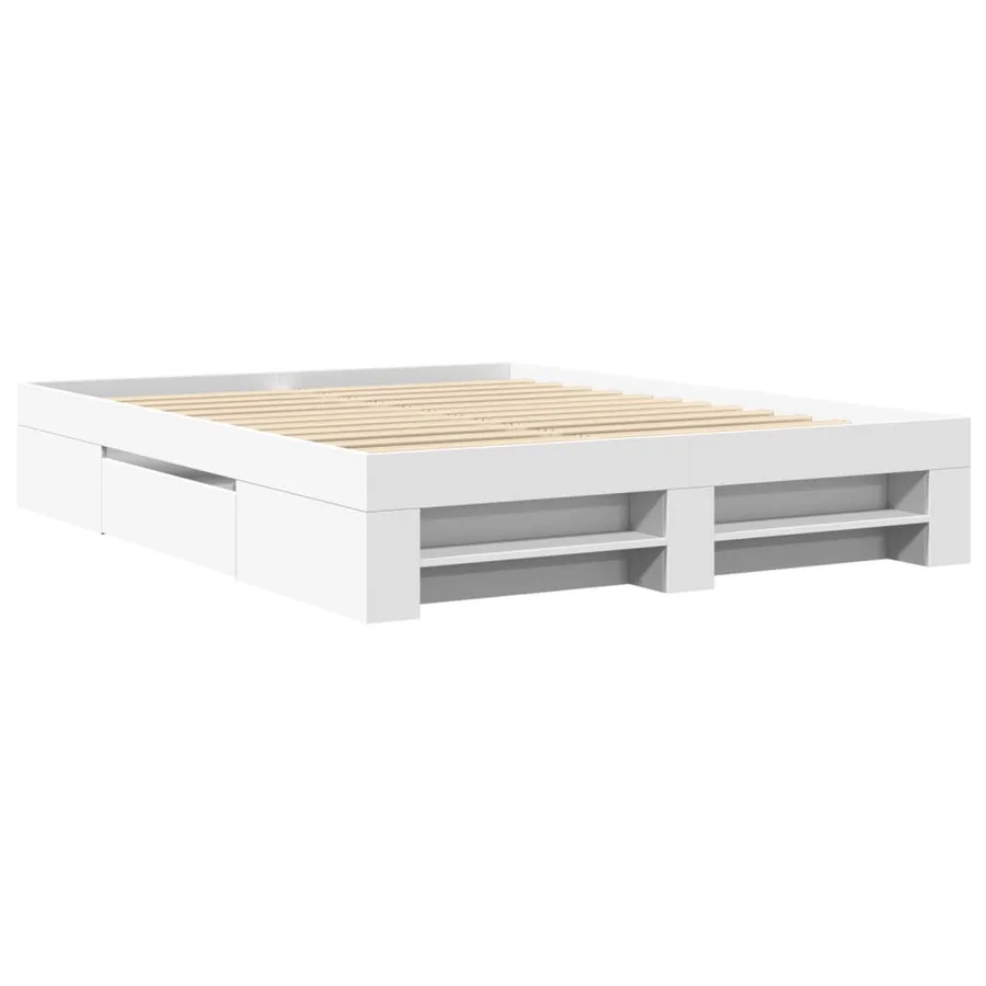 Cadre de lit sans matelas blanc 150x200 cm bois d'ingénierie - 3