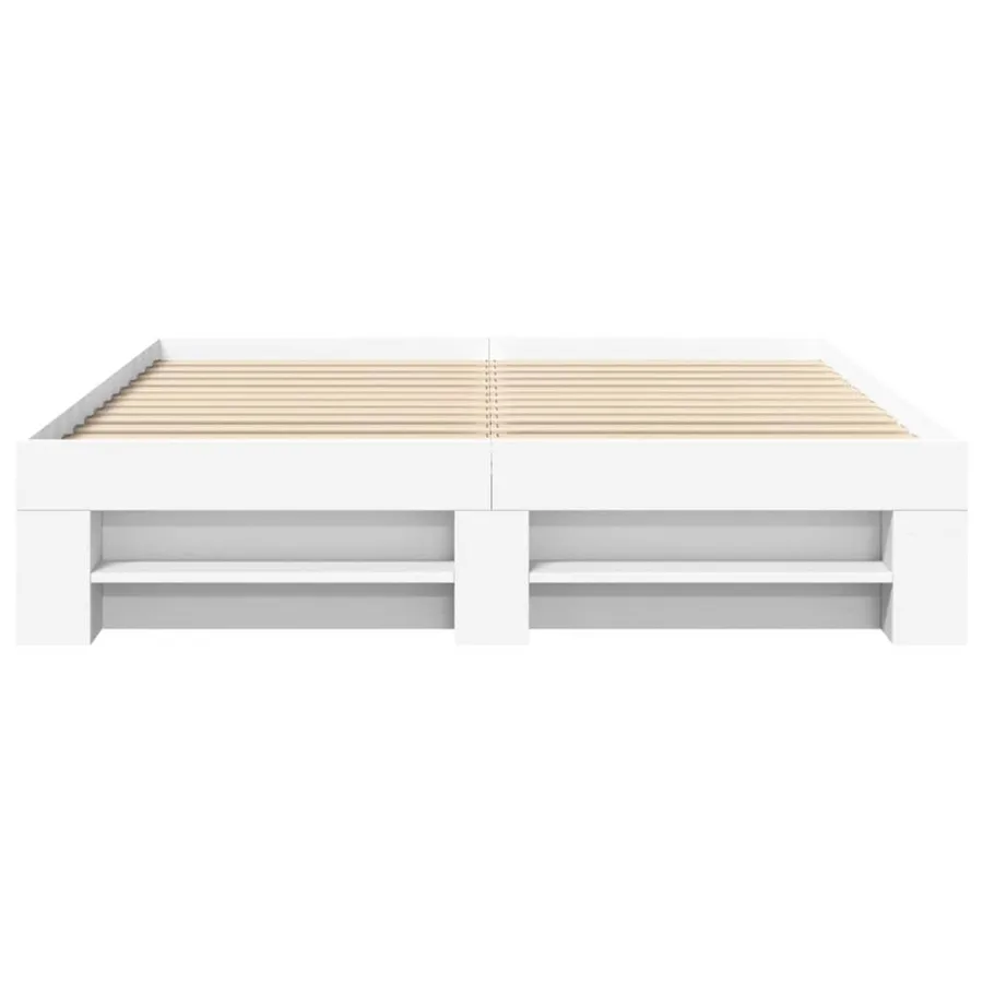 Cadre de lit sans matelas blanc 150x200 cm bois d'ingénierie - 5