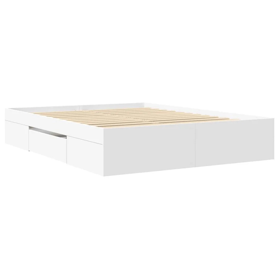 Cadre de lit sans matelas blanc 150x200 cm bois d'ingénierie - 7