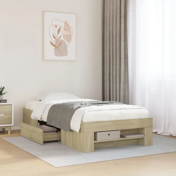 Cadre de lit sans matelas chêne sonoma 100x200 cm