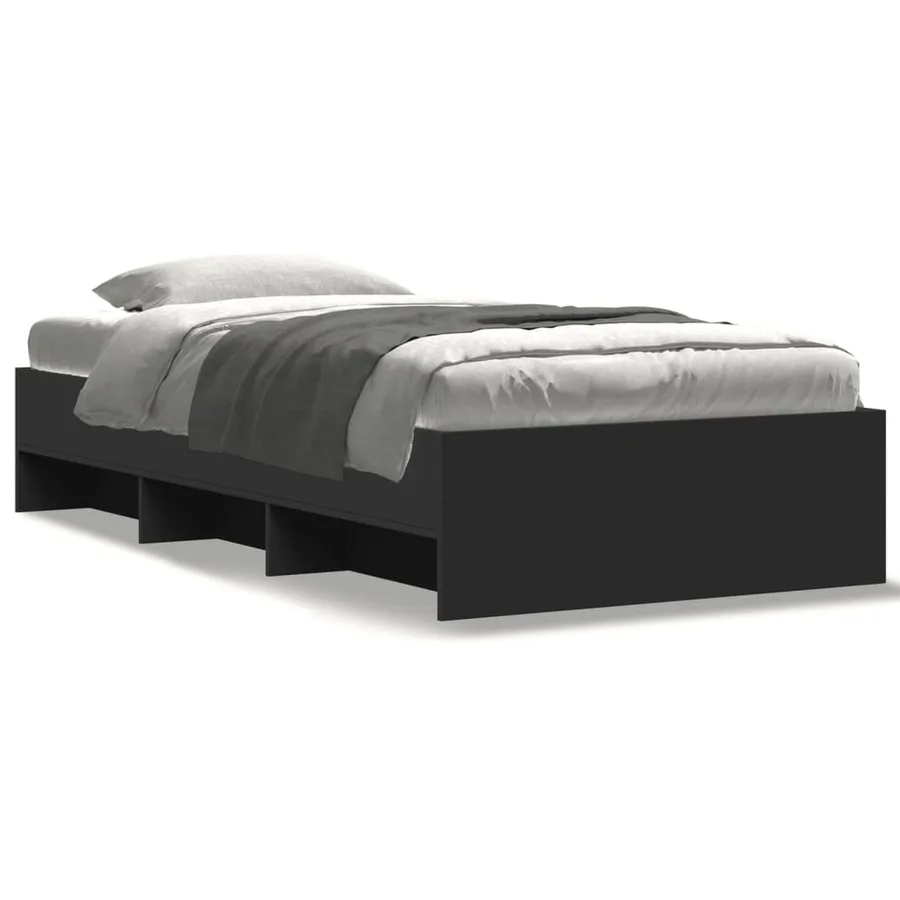Cadre de lit sans matelas noir 90x190 cm bois ingénierie - 2
