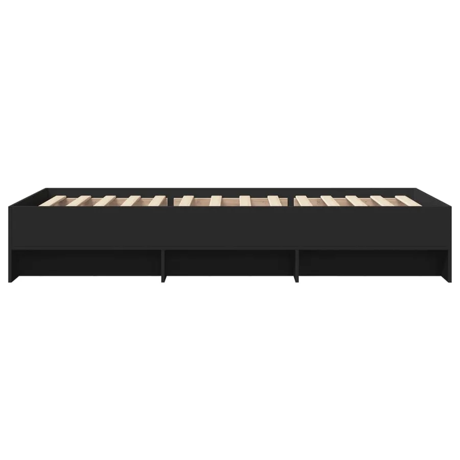 Cadre de lit sans matelas noir 90x190 cm bois ingénierie - 6