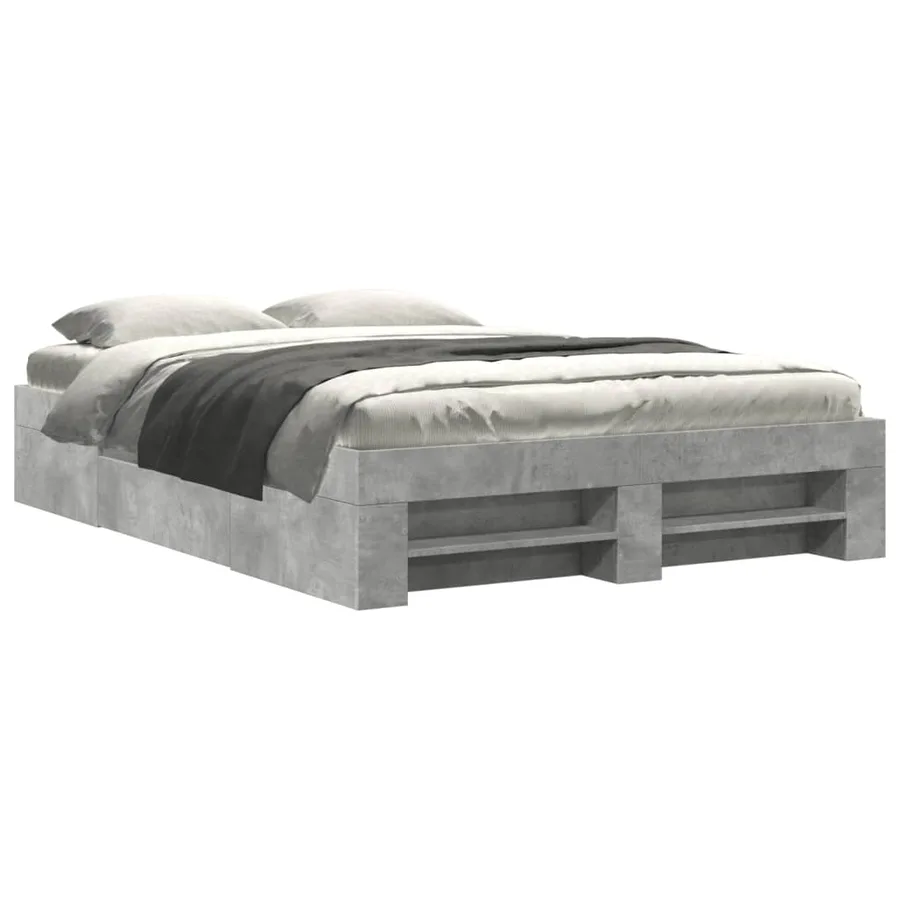 Cadre de lit sans matelas gris béton 140x190 cm bois ingénierie - 2