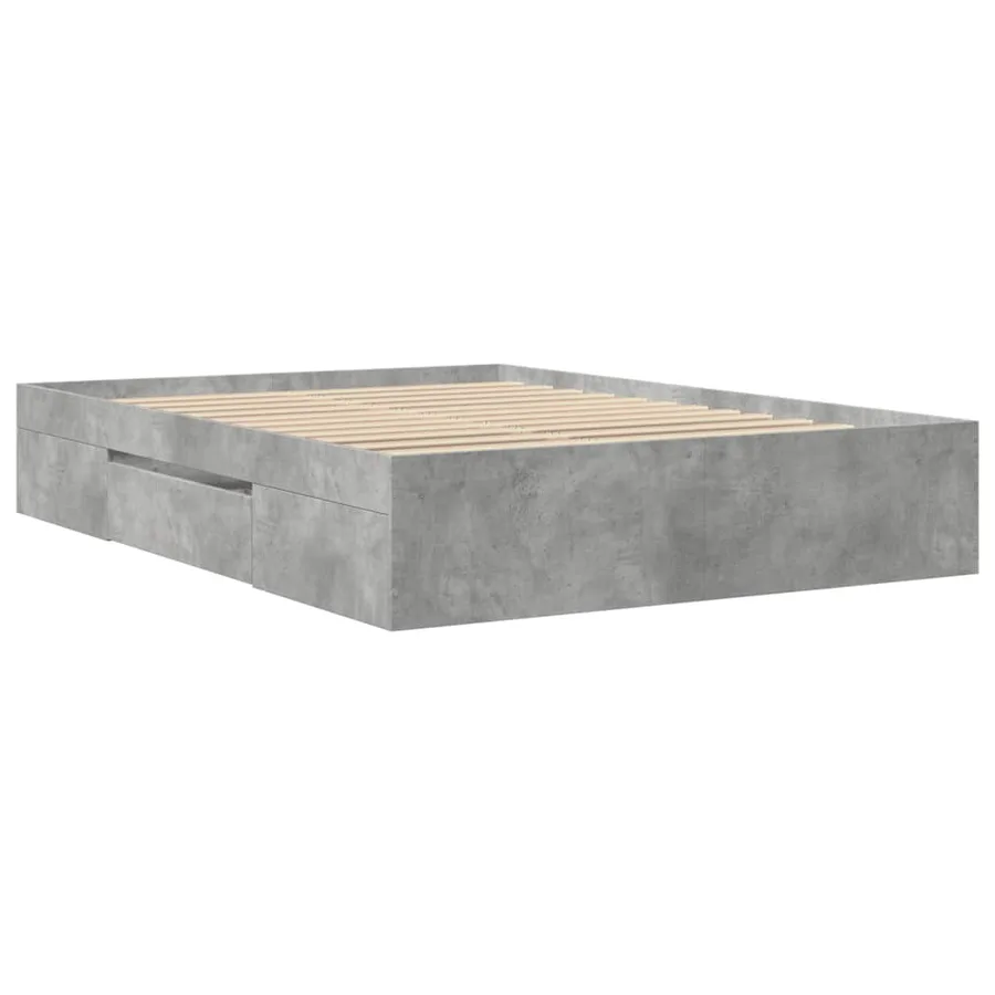Cadre de lit sans matelas gris béton 140x190 cm bois ingénierie - 7