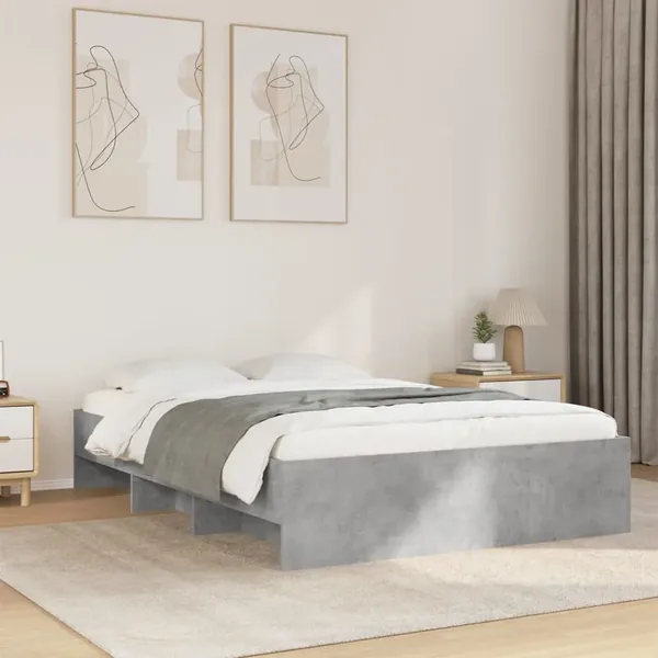Cadre de lit sans matelas gris béton 140x190 cm bois ingénierie