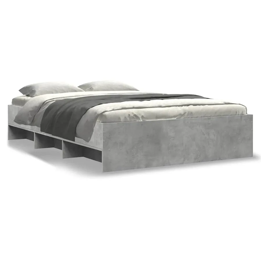 Cadre de lit sans matelas gris béton 140x190 cm bois ingénierie - 2