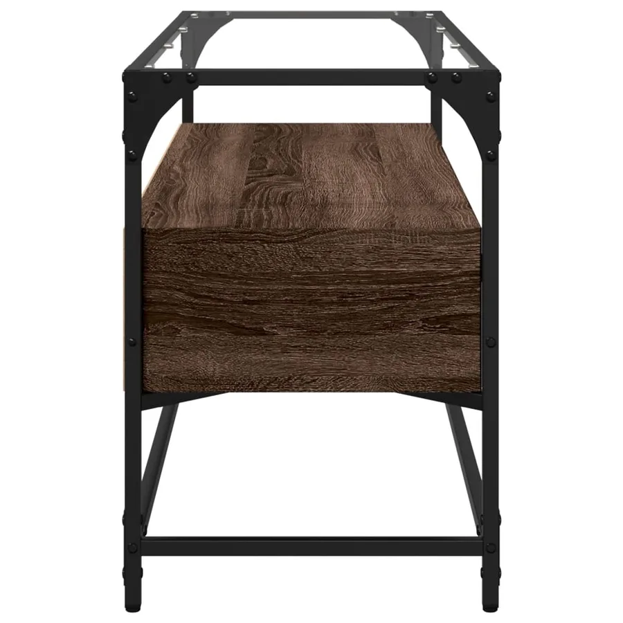Meuble TV avec dessus en verre chêne marron bois d'ingénierie - 5