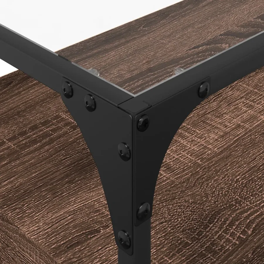 Meuble TV avec dessus en verre chêne marron bois d'ingénierie - 8