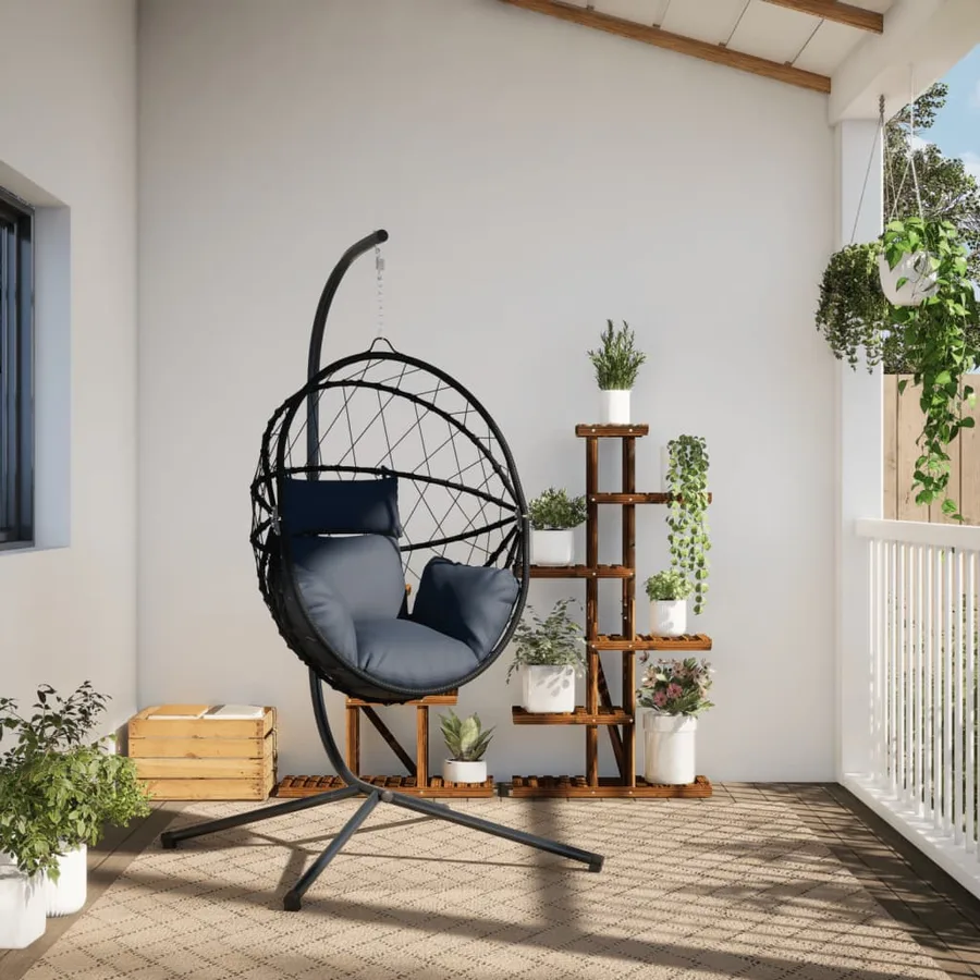 Chaise suspendue en forme d'œuf avec support anthracite - 3