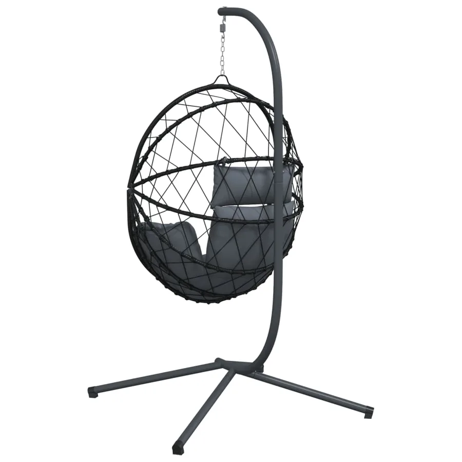 Chaise suspendue en forme d'œuf avec support anthracite - 6