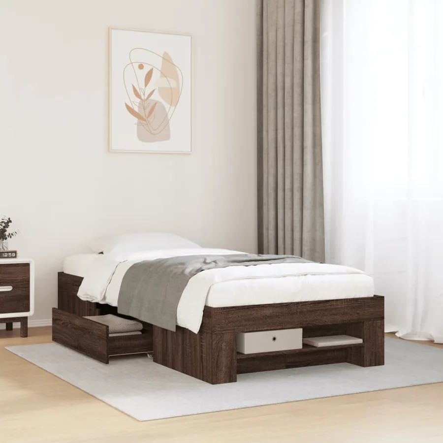 Cadre de lit sans matelas chêne marron 100x200 cm