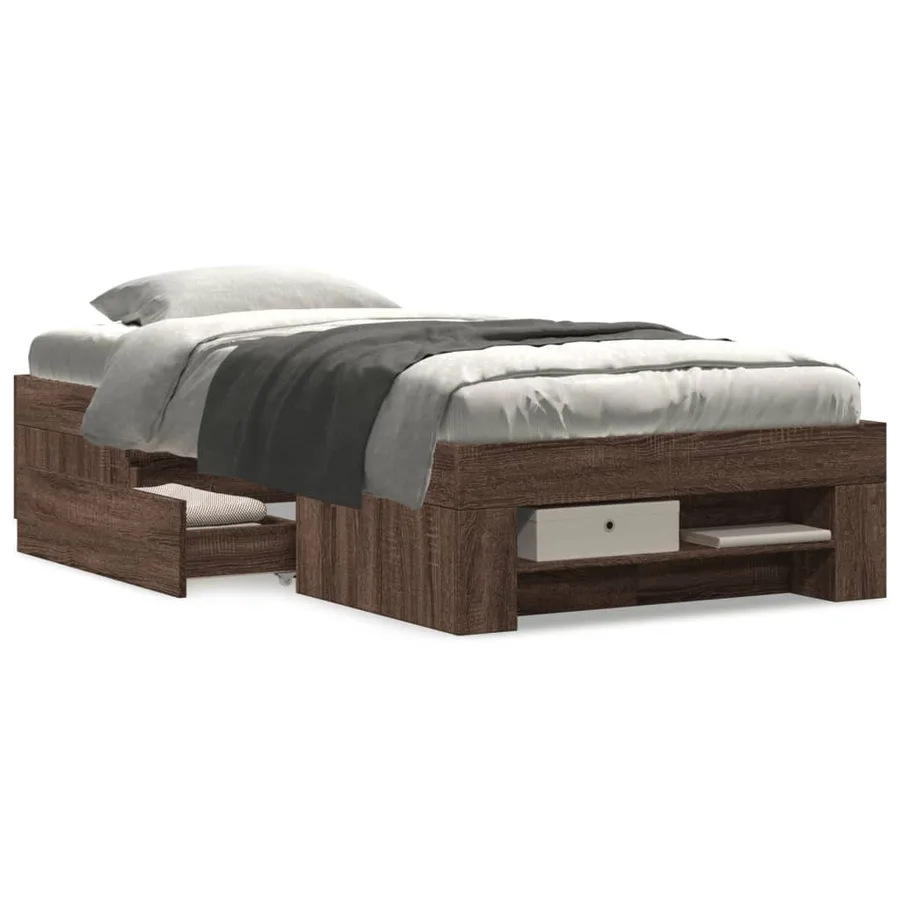 Cadre de lit sans matelas chêne marron 100x200 cm - 4