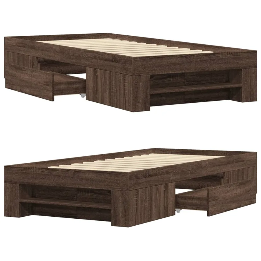 Cadre de lit sans matelas chêne marron 100x200 cm - 8