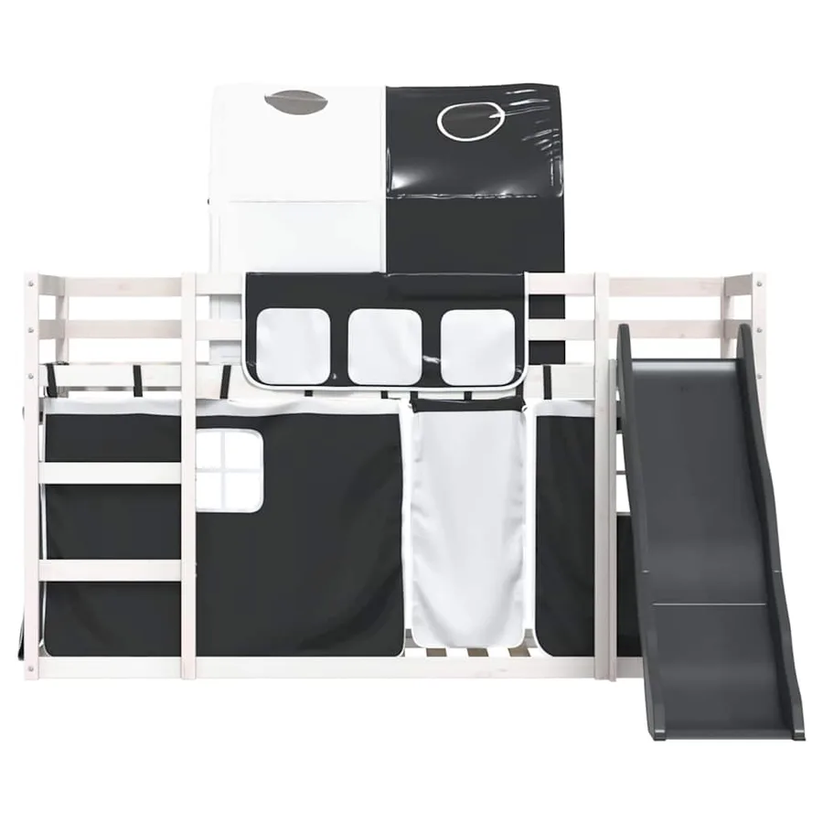 Lit superposé sans matelas avec toboggan blanc noir 80x200 cm - 7