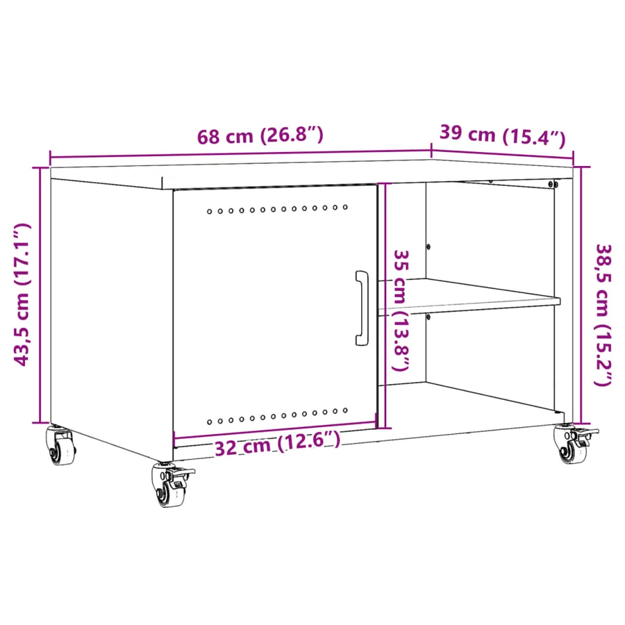 Meuble TV rose 68x39x43,5 cm acier - 14