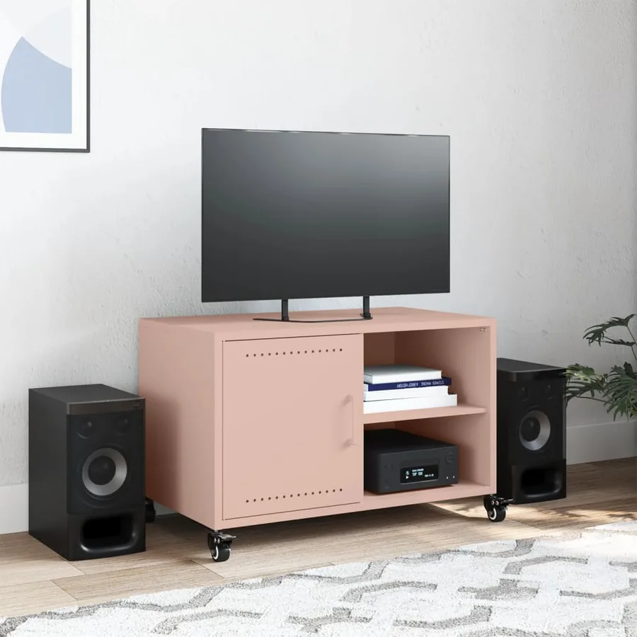 Meuble TV rose 68x39x43,5 cm acier - 3