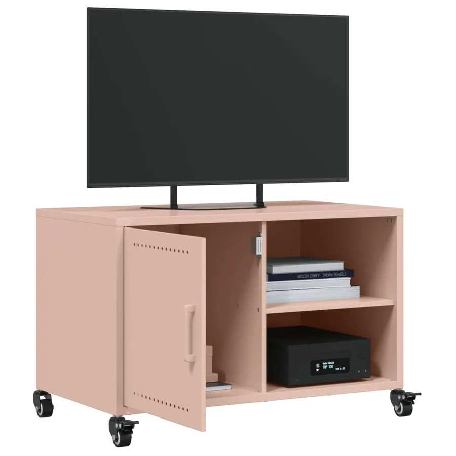 Meuble TV rose 68x39x43,5 cm acier - 5