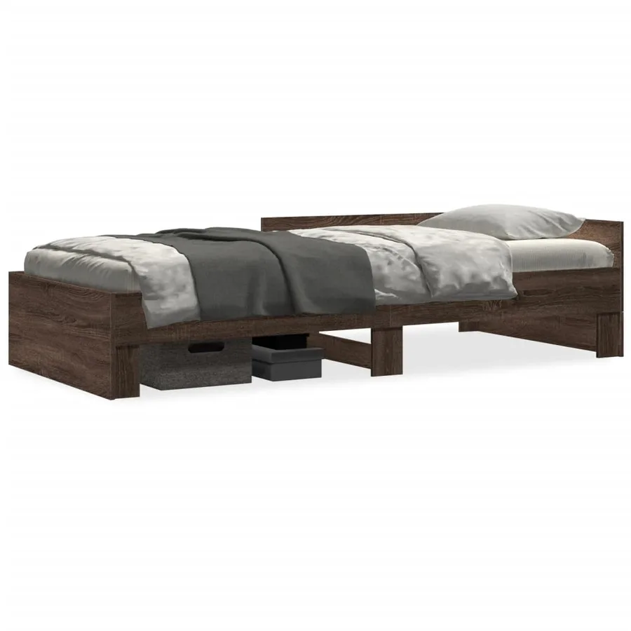 Cadre de lit sans matelas chêne marron 90x190cm bois ingénierie - 2