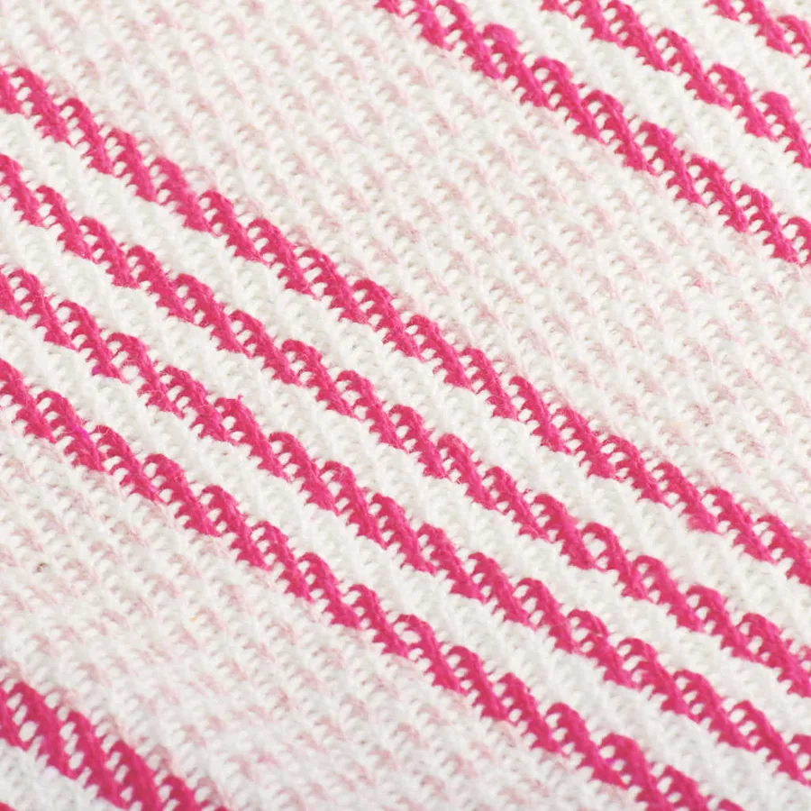 Couverture coton à rayures 220x250 cm Rose et Blanc - 6