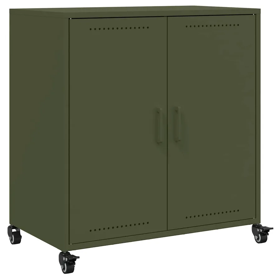 Buffet vert olive 68x39x72 cm acier - 2