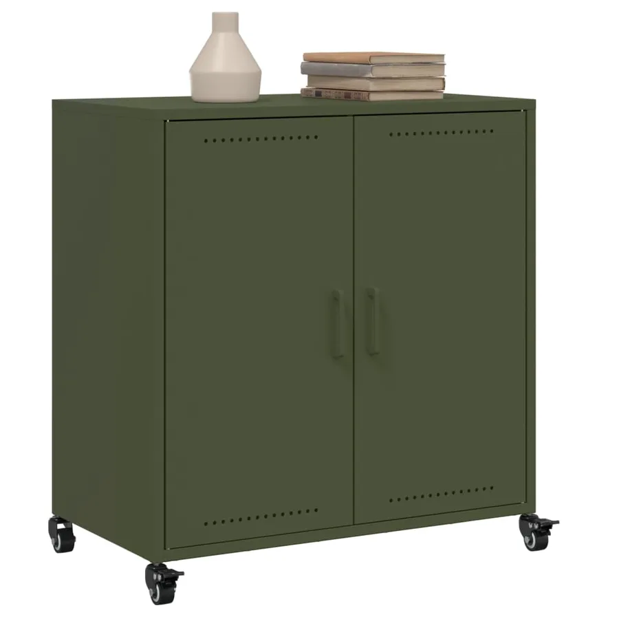 Buffet vert olive 68x39x72 cm acier - 4